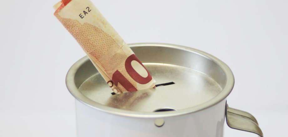 Spendendose Spardose mit 10,00 Euroschein