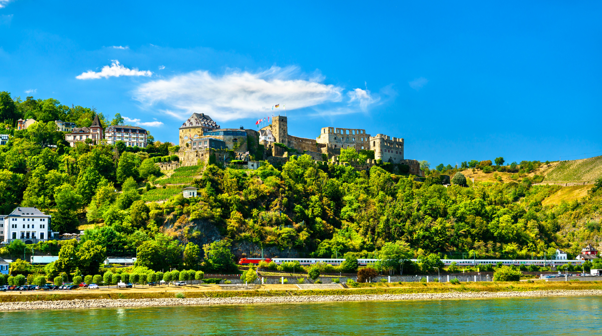 Rheinfels Castle above the Rhine river in Sankt Goar, Germany