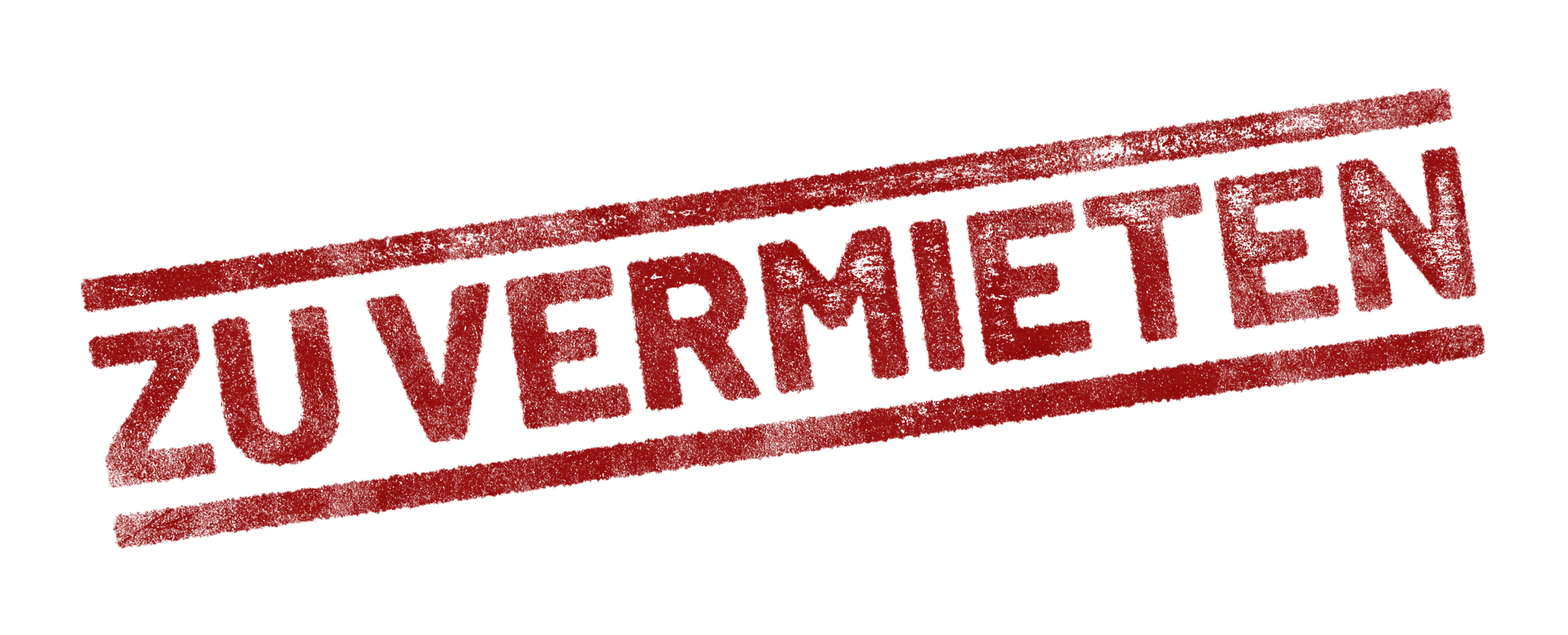 Red rubber stamp with German text ‘Zu Vermieten’ (For Rent) isolated on transparent background