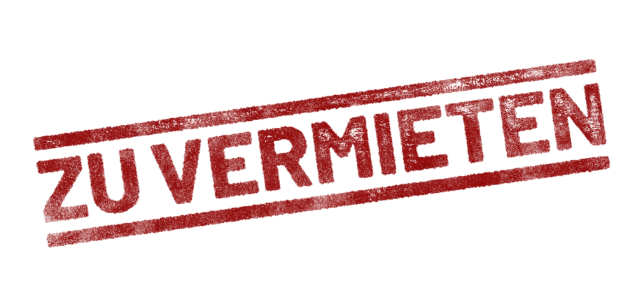 Red rubber stamp with German text ‘Zu Vermieten’ (For Rent) isolated on transparent background